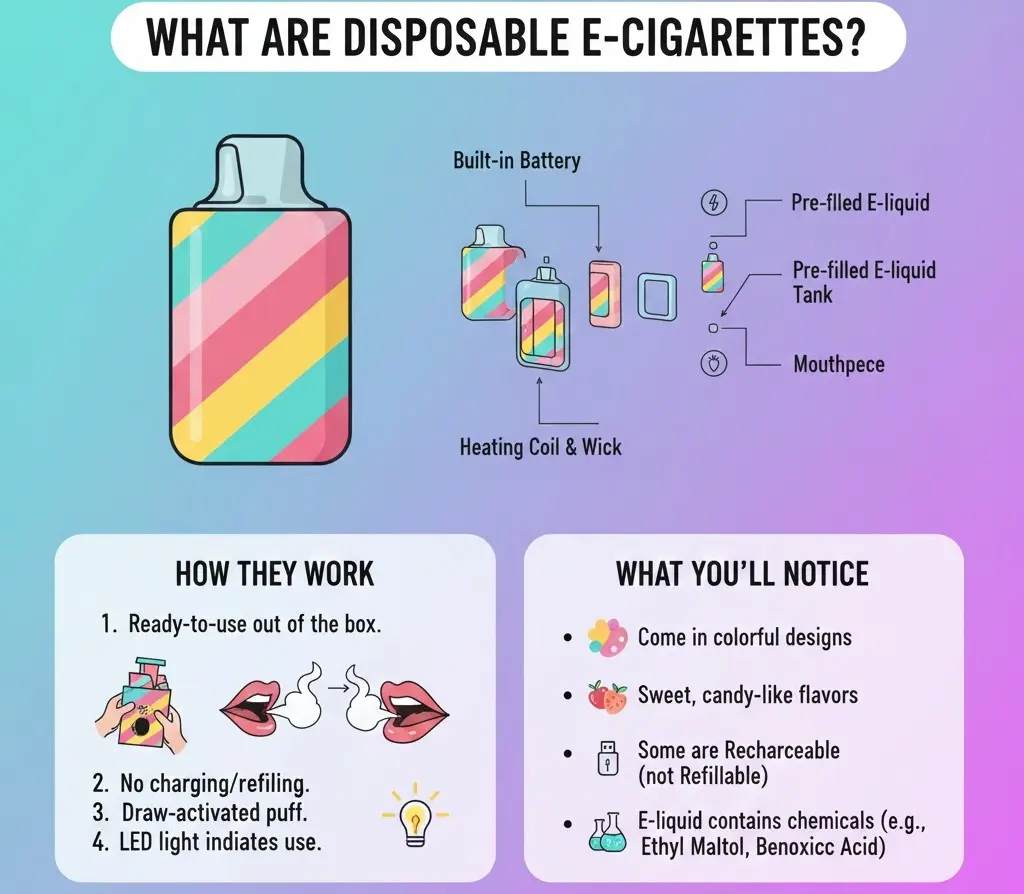 Disposable electronic cigarettes vs refillable electronic cigarettes 3 Disposable electronic cigarette device showing tank, coil, and battery