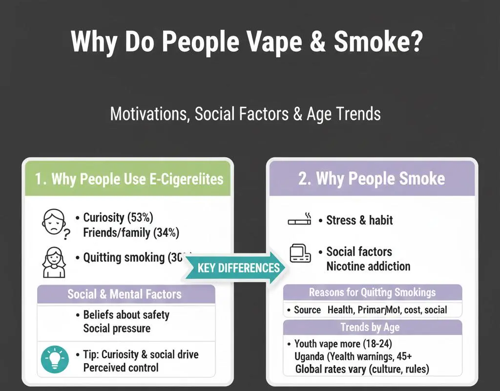 Who uses electronic cigarettes and cigarettes by age group