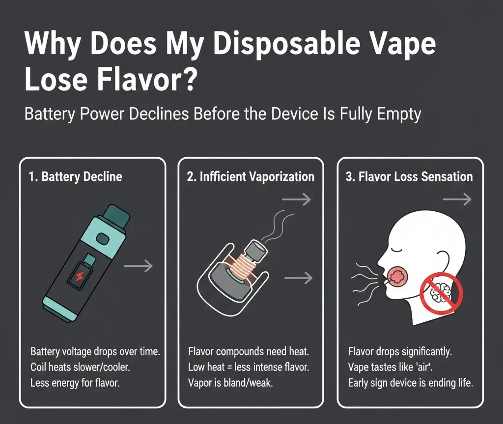 Perché i vapers usa e getta smettono di produrre aroma? 4 Vape monouso con aroma debole o attenuato