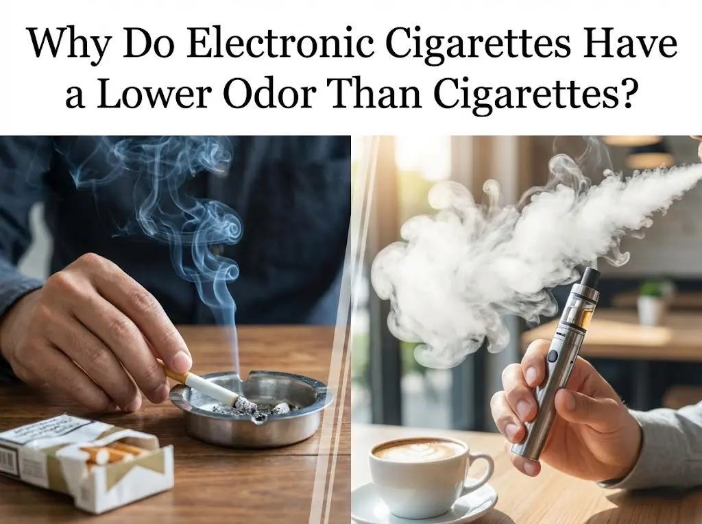 Why electronic cigarettes create less odor than cigarettes and how vapor works
