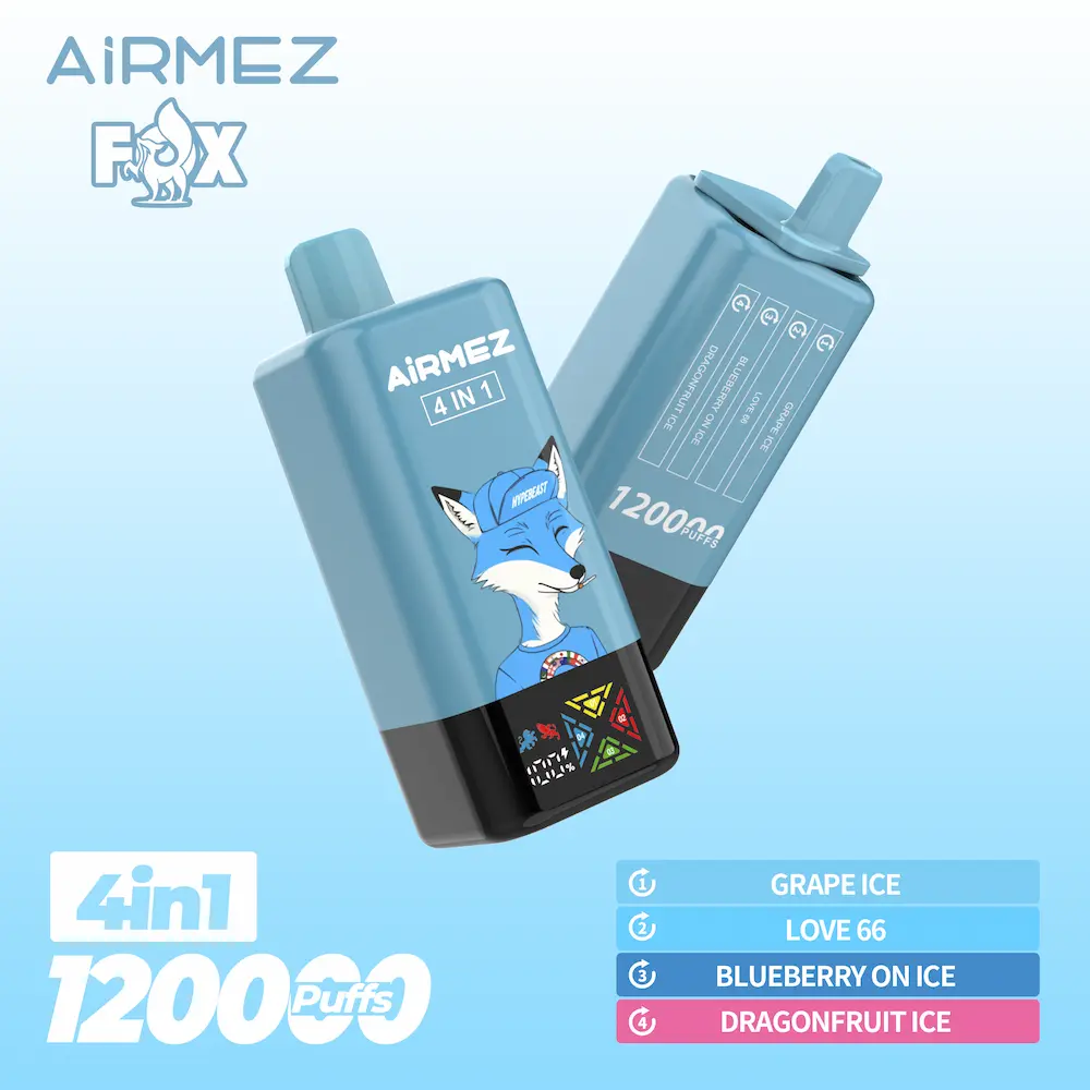 airmez-fox-120k-puffs-4-in-1-grape-ice-love-66-blueberry-on-ice-dragonfruit-ice Airmez Fox 120K puffs 4 in 1 disposable vape – Grape Ice | Love 66 | Blueberry On Ice | Dragonfruit Ice