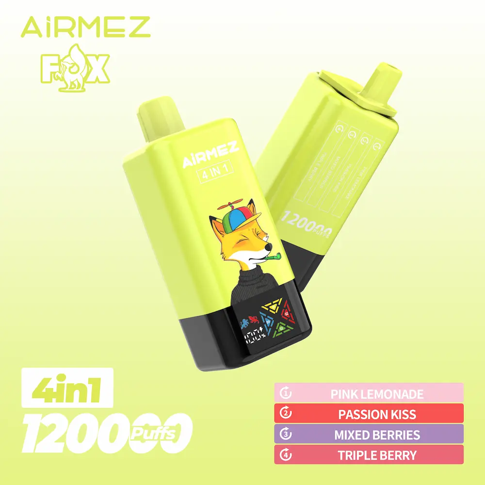 airmez-fox-120k-puffs-4-in-1-pink-lemonade-passion-kiss-mixed-berries-triple-berry Airmez Fox 120K puffs 4 in 1 disposable vape – Pink Lemonade | Passion Kiss | Mixed Berries | Triple Berry
