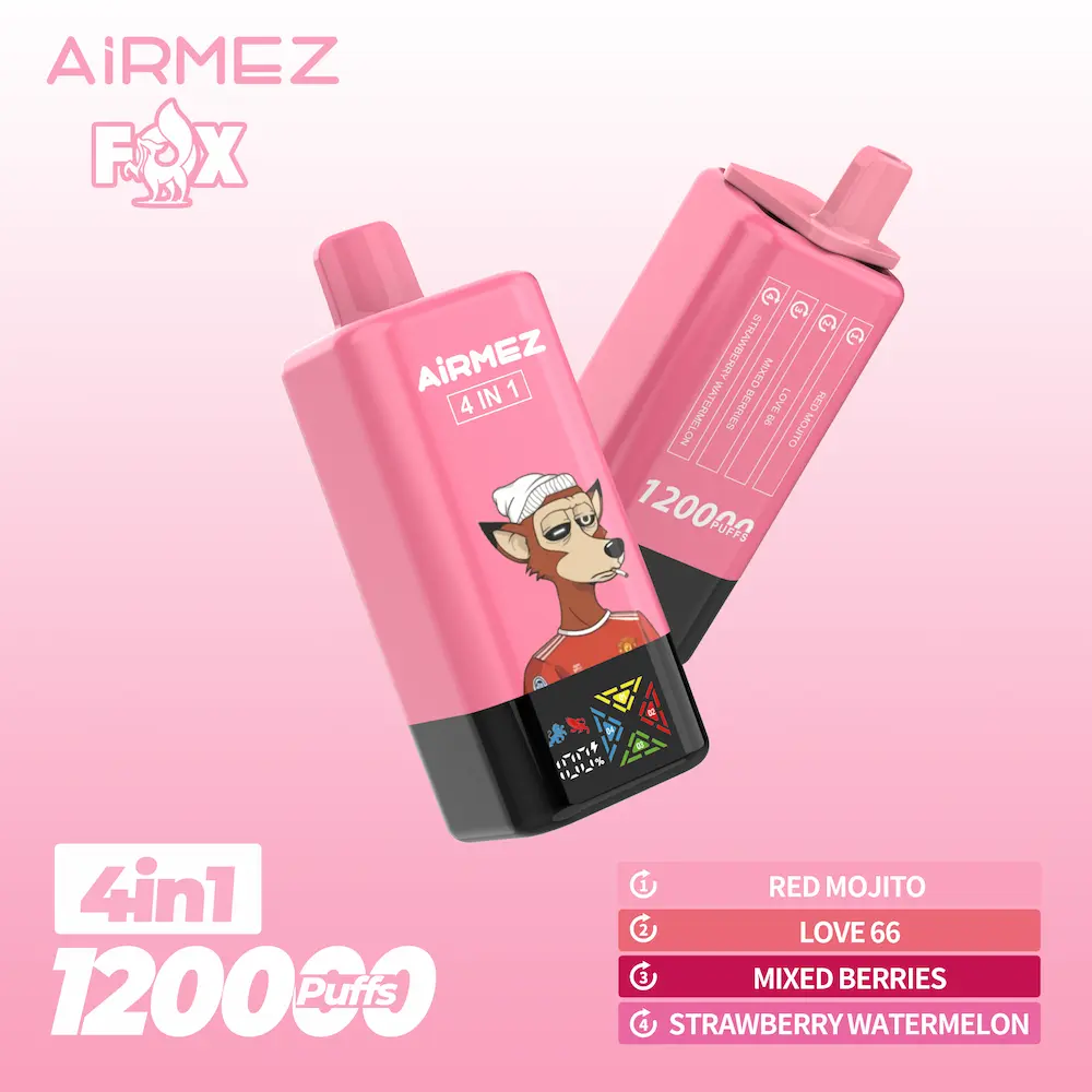airmez-fox-120k-puffs-4-in-1-red-mojito-love-66-mixed-berries-strawberry-watermelon Airmez Fox 120K puffs 4 in 1 disposable vape – Red Mojito | Love 66 | Mixed Berries | Strawberry Watermelon