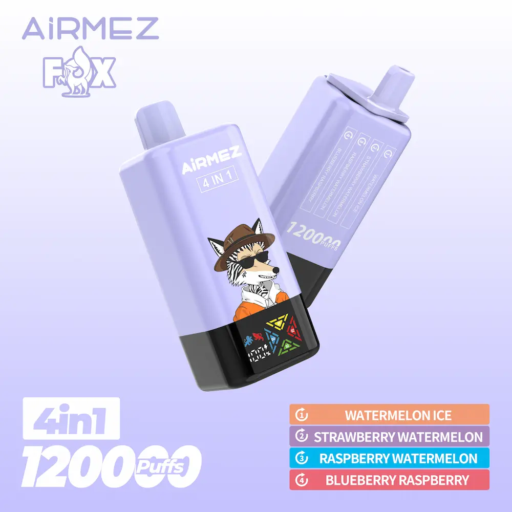 airmez-fox-120k-puffs-4-in-1-watermelon-ice-strawberry-watermelon-raspberry-watermelon-blueberry-raspberry Airmez Fox 120K puffs 4 in 1 disposable vape – Watermelon Ice | Strawberry Watermelon | Raspberry Watermelon | Blueberry Raspberry