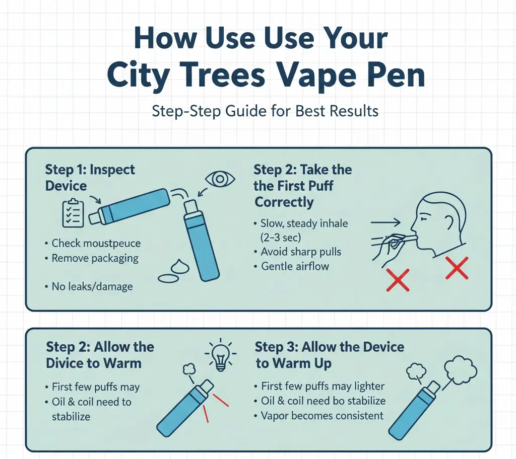How to Use a City Trees Disposable Vape Pen 5 How to use a City Trees disposable vape pen step by step