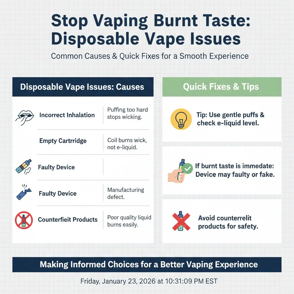 Disposable vape burnt smell and flavor drop