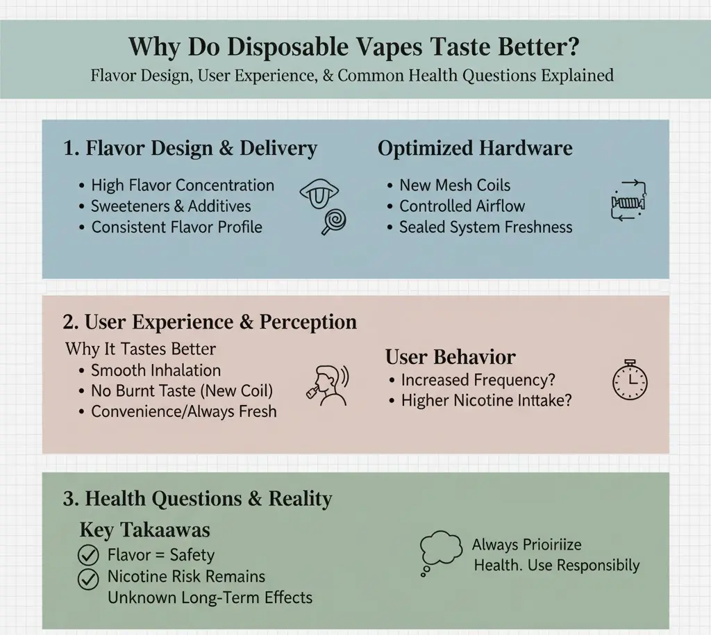 Disposable vape flavor design and smooth user experience