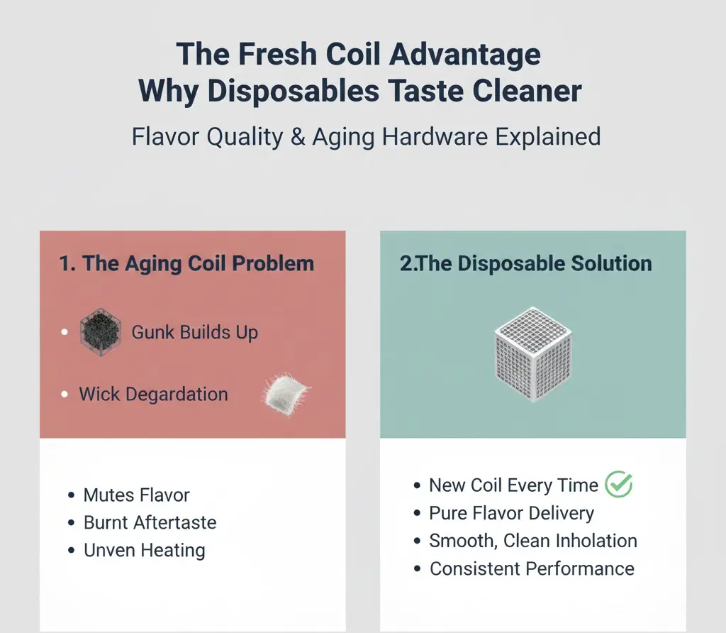 Fresh disposable vape coil delivering clean flavor