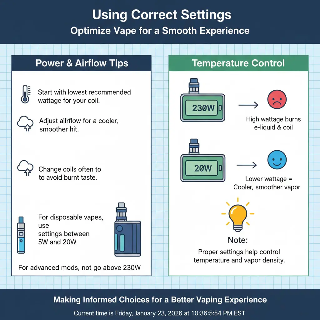 Korrekte indstillinger til forebyggelse af throat hit på engangsvape