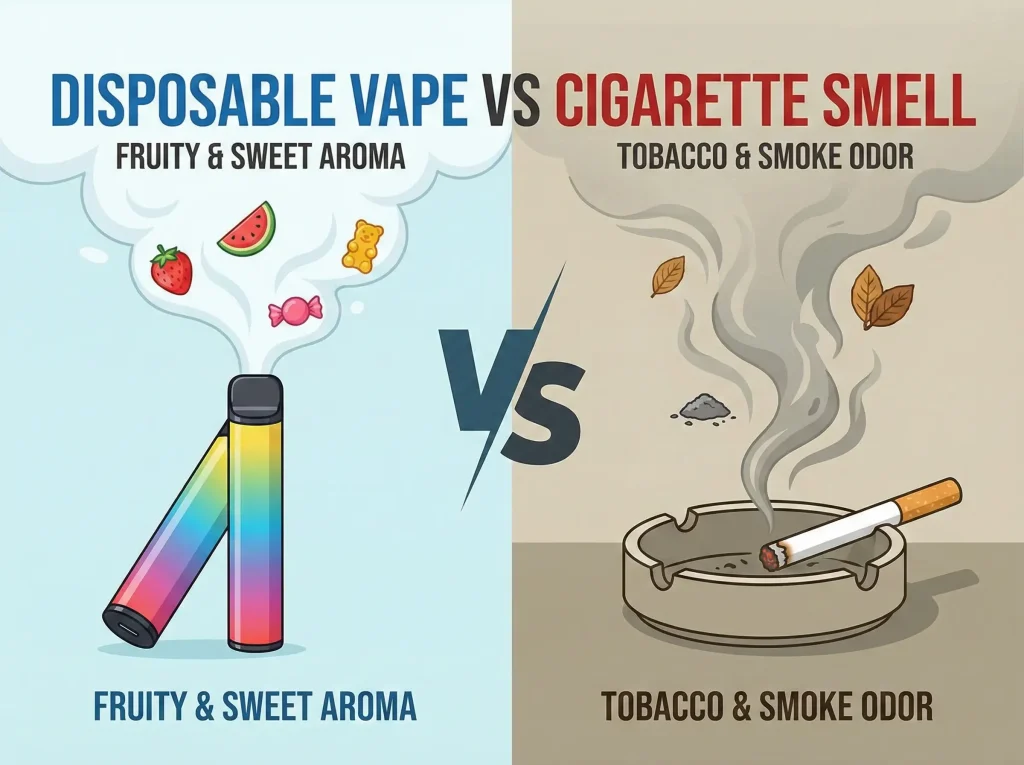 Vape usa e getta vs odore di sigaretta 8 Confronto tra l'odore del vape usa e getta e quello della sigaretta in un ambiente interno