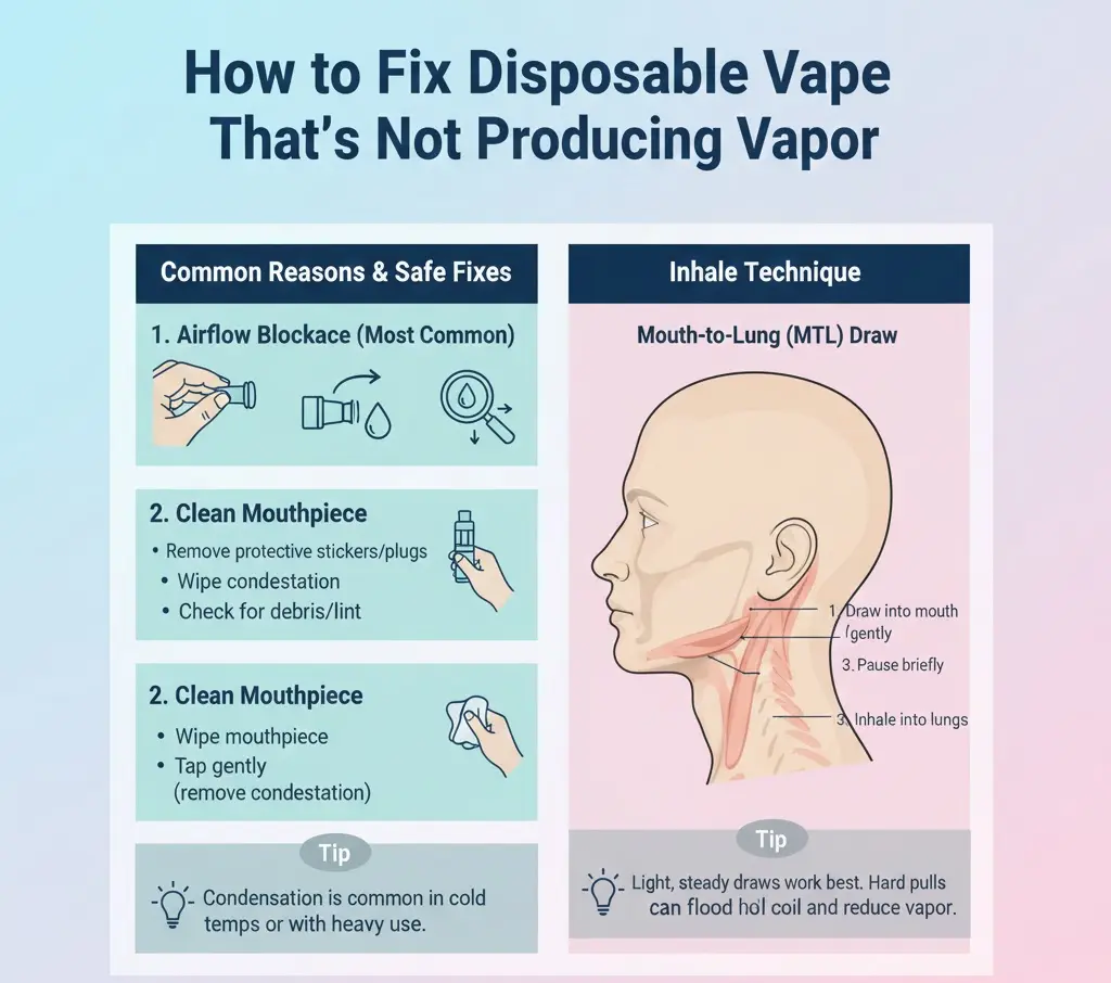 How to fix a disposable vape that isn’t producing smoke