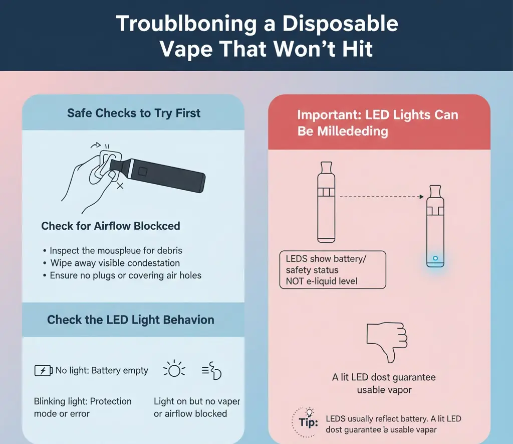 Disposable vape not hitting and no vapor