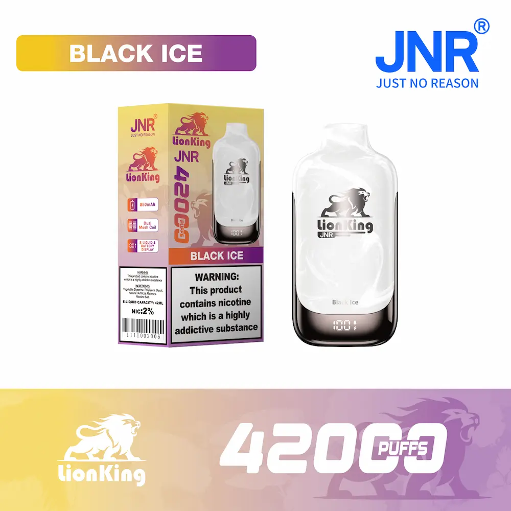 JNR Re Leone 42000 (42K) Bocconi Vape usa e getta 2 JNR Lion King 42000 42K puff usa e getta - Ghiaccio nero