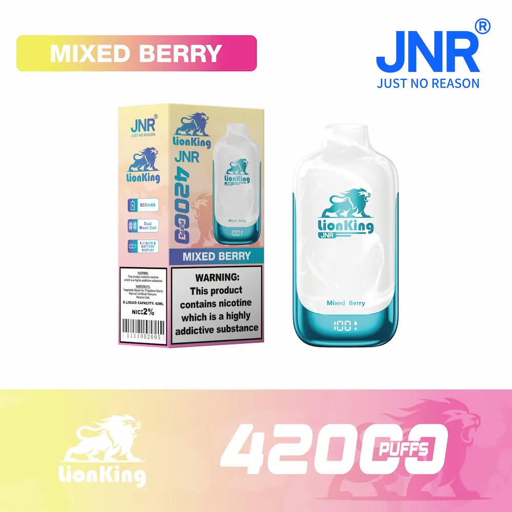 JNR Re Leone 42000 (42K) boccate di vapore monouso 7 JNR Lion King 42000 42K puff usa e getta - gusto Bacca Mista