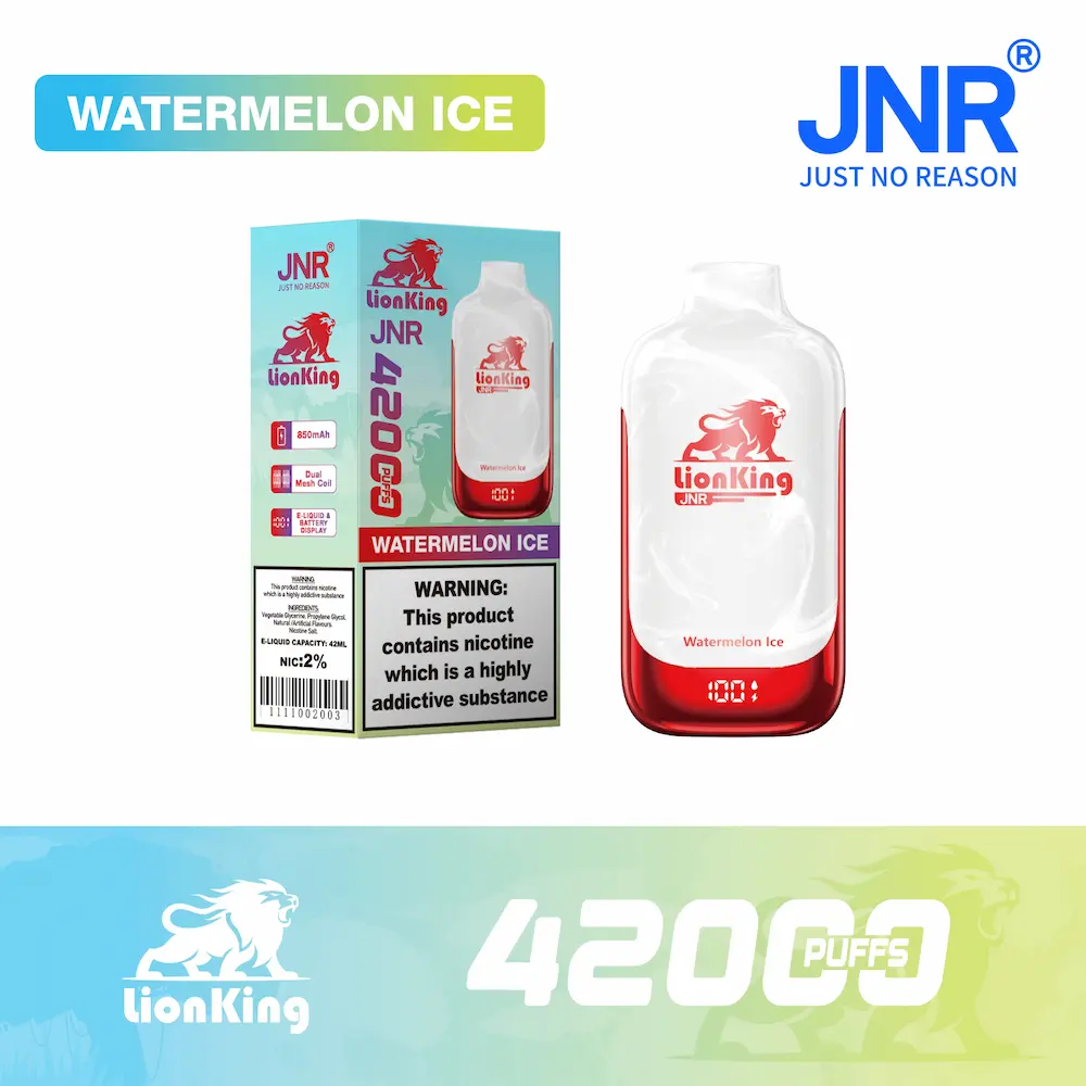 JNR Re Leone 42000 (42K) Bocconi usa e getta 11 JNR Lion King 42000 42K boccate di vapore monouso - Ghiaccio all'anguria