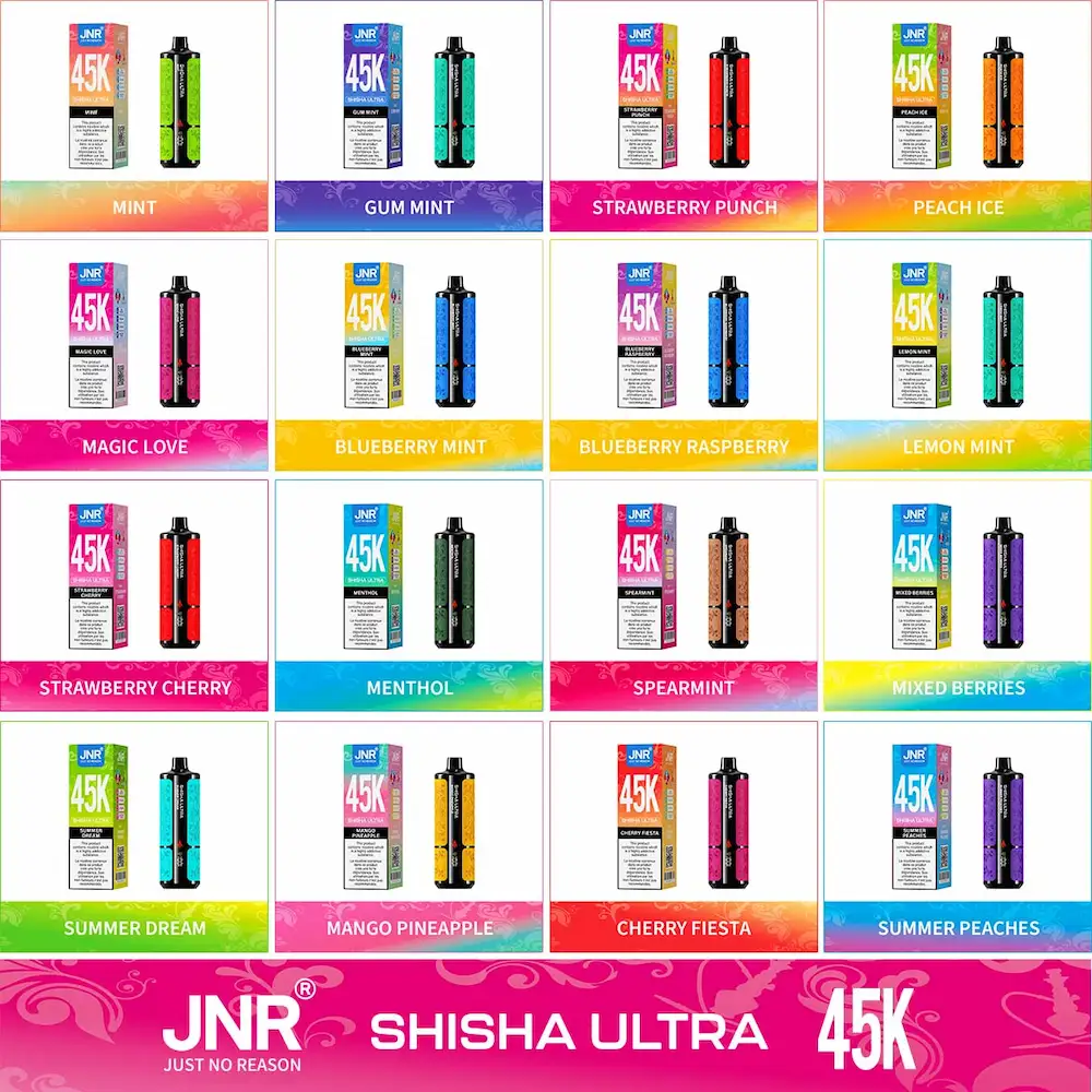 JNR Shisha Ultra 45K disposable vape flavors collection