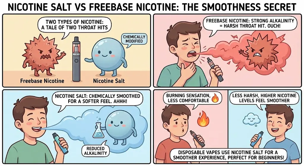 Nicotinezout vs vrije base vergelijking voor een zachtere keelklop