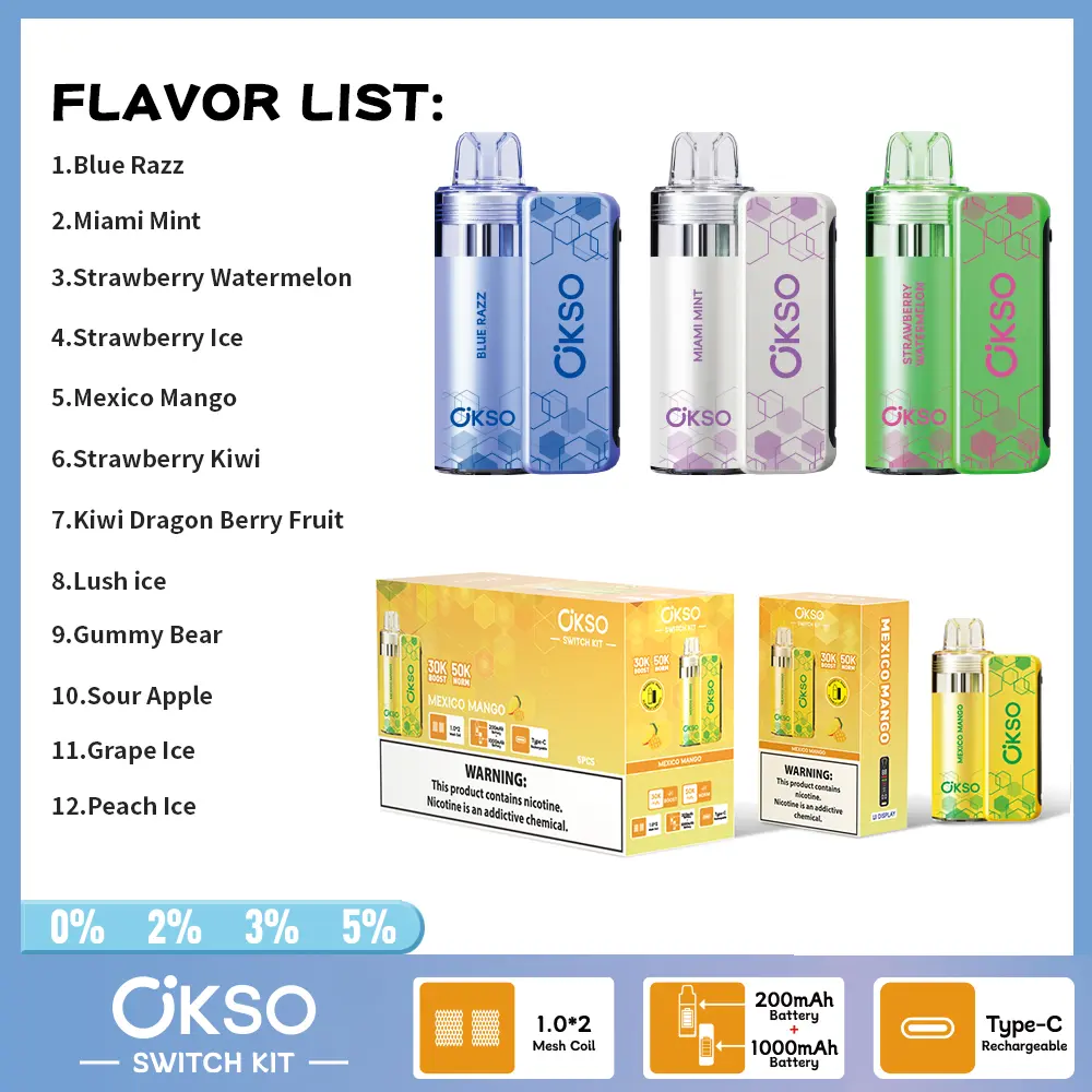 OKSO Switch Kit 50000 puffs vape pod kit flavor collection