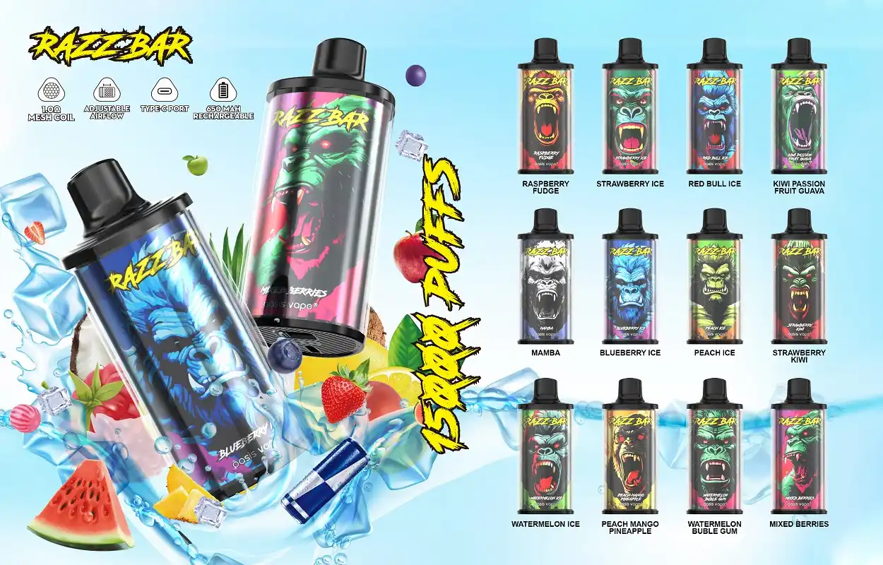 RAZZ BAR 15000 (15K) Puffs Disposable Vape 8 RAZZ BAR 15000 disposable vape flavor collection