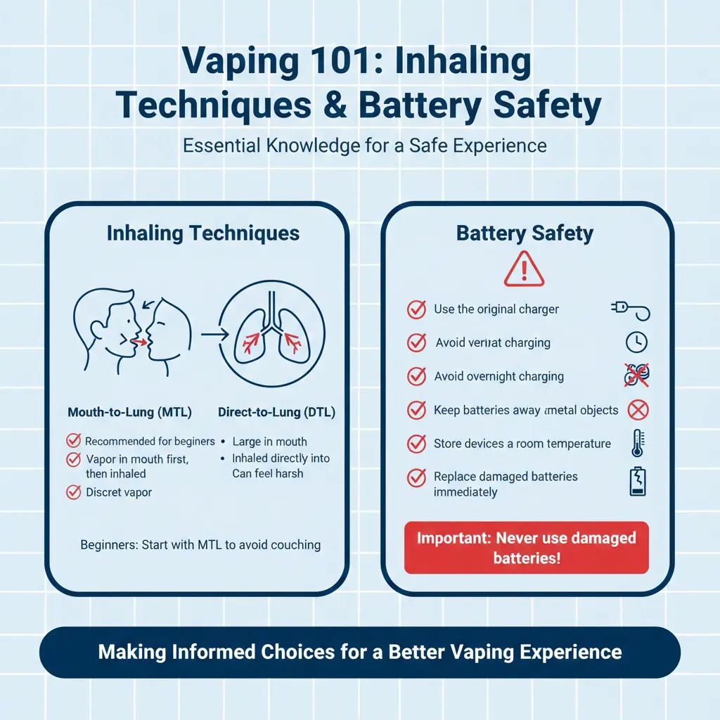 Guida completa per principianti alle sigarette elettroniche: Come iniziare a svapare con fiducia 6 Consigli per il vaping sicuro per i principianti: tecnica di inalazione e priming della bobina