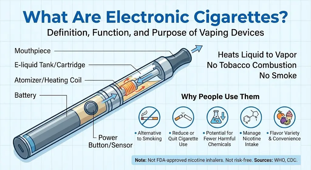 Guida completa per principianti alle sigarette elettroniche: Come iniziare a svapare con fiducia 3 Cosa sono le sigarette elettroniche: come funziona il vaping per i principianti