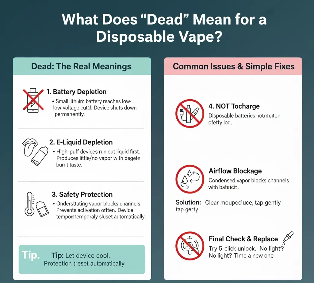 Meaning of a dead disposable vape explained