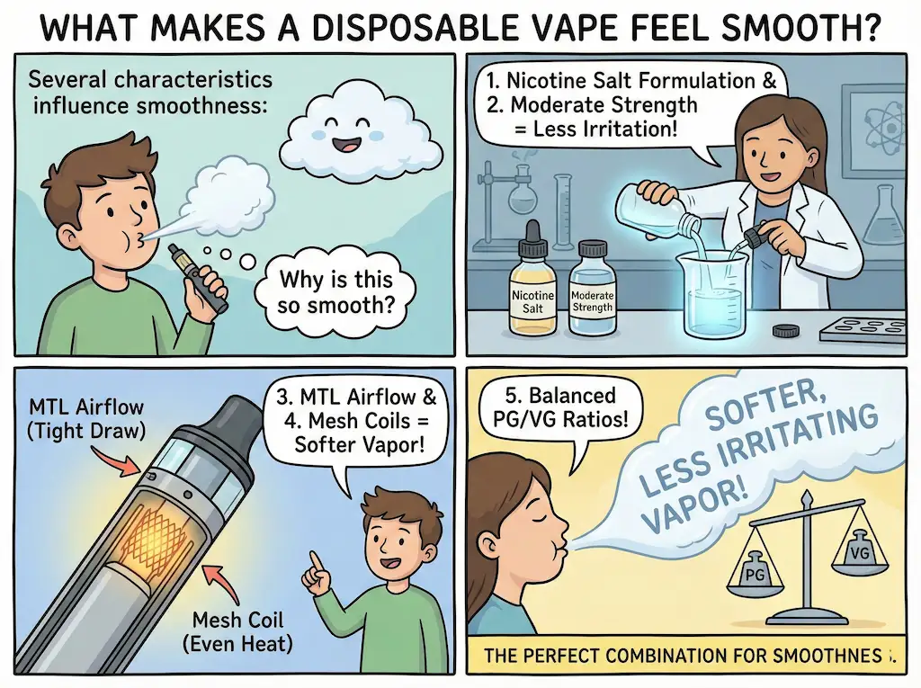 Kracht van de luchtstroom en smaakfactoren die zorgen voor soepel vapen