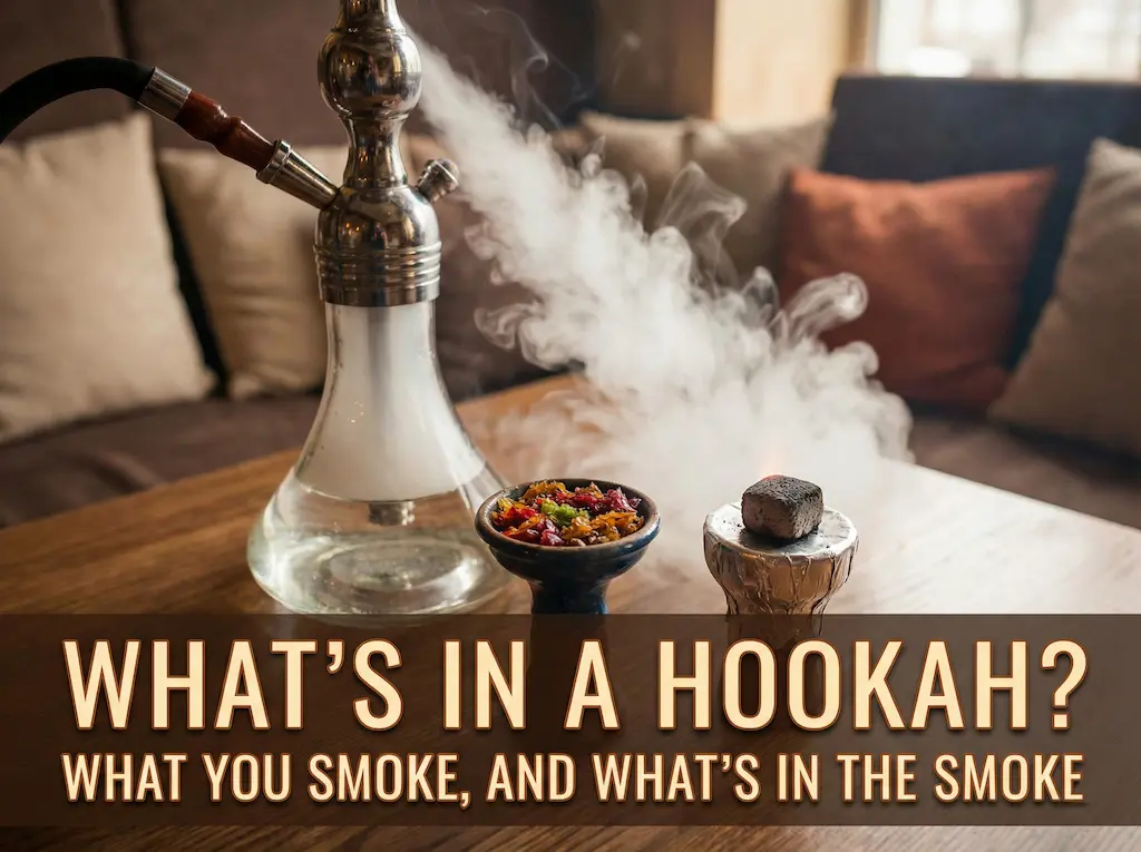 What's in a hookah showing shisha charcoal and smoke flow