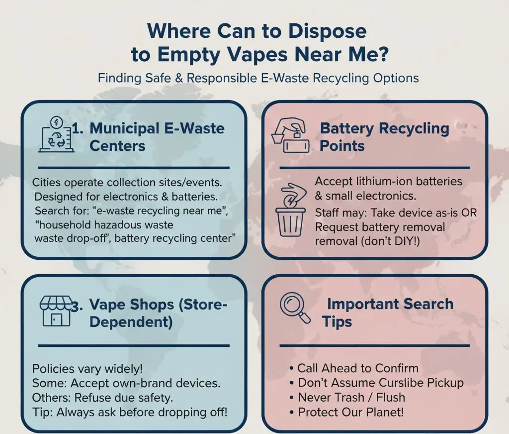 E-waste and battery recycling locations for disposable vapes