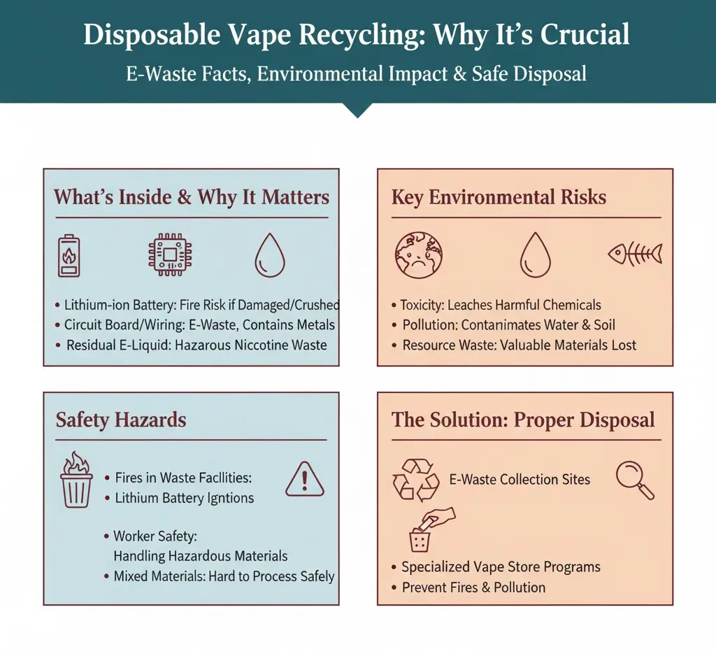 Inside a disposable vape showing battery and electronic parts