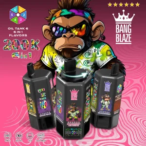 Bang Blaze 200K puffs 6-in-1 disposable vape device with LCD screen